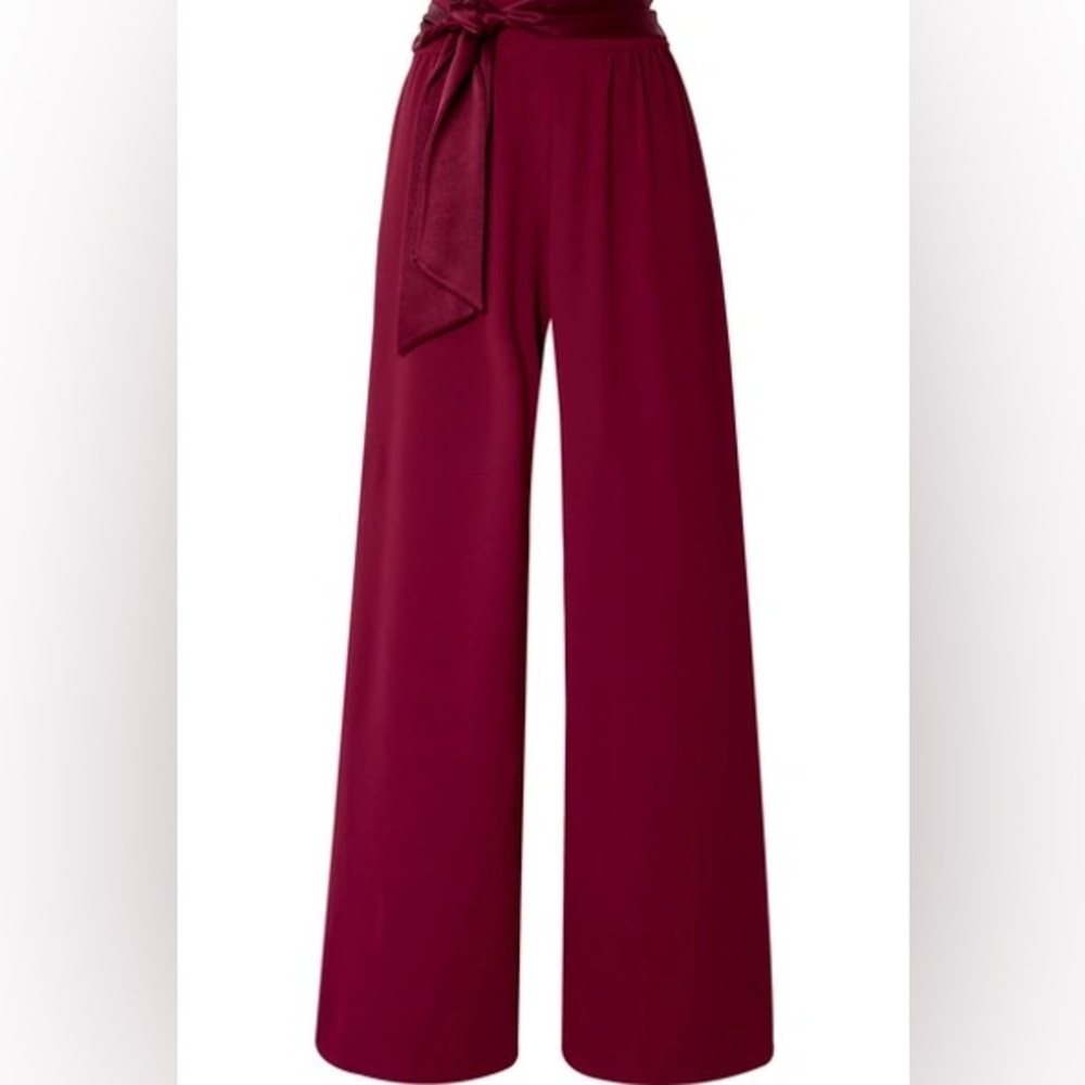 Bordeaux Alice + Olivia Satin / Crepe Wide-legged Pants